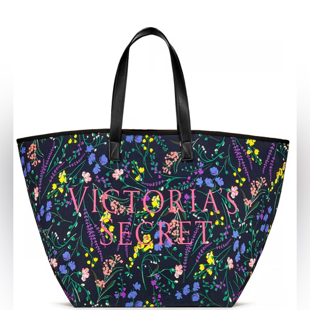 Victoria's Secret Black Floral Tote Bag